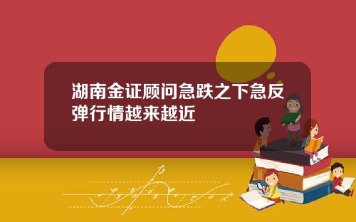湖南金证顾问急跌之下急反弹行情越来越近