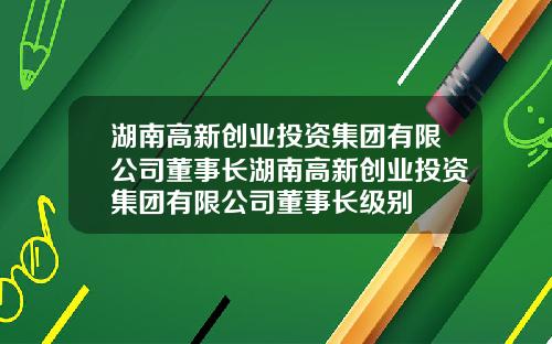 湖南高新创业投资集团有限公司董事长湖南高新创业投资集团有限公司董事长级别