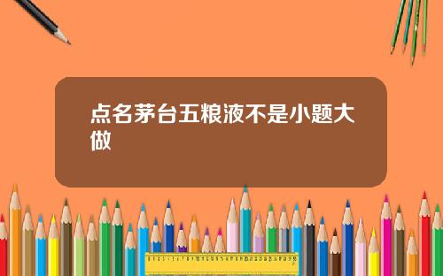 点名茅台五粮液不是小题大做