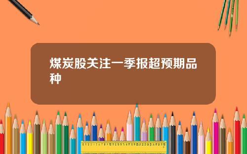 煤炭股关注一季报超预期品种