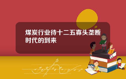 煤炭行业待十二五寡头垄断时代的到来