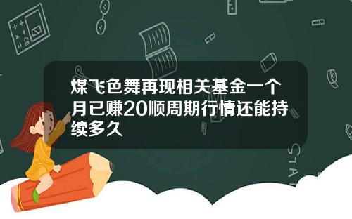 煤飞色舞再现相关基金一个月已赚20顺周期行情还能持续多久