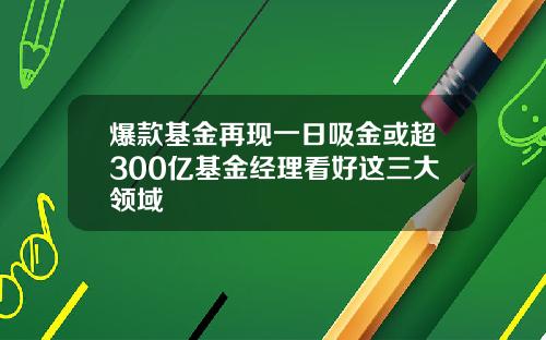 爆款基金再现一日吸金或超300亿基金经理看好这三大领域