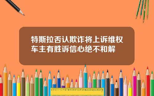 特斯拉否认欺诈将上诉维权车主有胜诉信心绝不和解