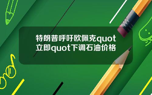 特朗普呼吁欧佩克quot立即quot下调石油价格