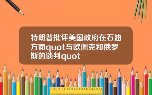 特朗普批评美国政府在石油方面quot与欧佩克和俄罗斯的谈判quot