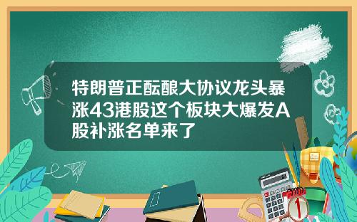 特朗普正酝酿大协议龙头暴涨43港股这个板块大爆发A股补涨名单来了