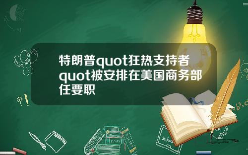 特朗普quot狂热支持者quot被安排在美国商务部任要职