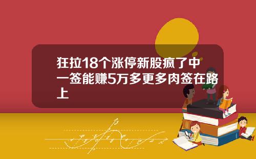 狂拉18个涨停新股疯了中一签能赚5万多更多肉签在路上