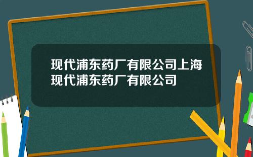 现代浦东药厂有限公司上海现代浦东药厂有限公司