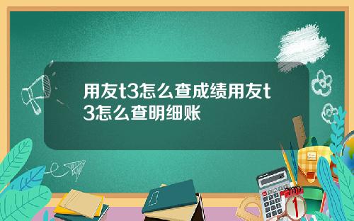 用友t3怎么查成绩用友t3怎么查明细账