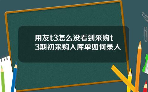 用友t3怎么没看到采购t3期初采购入库单如何录入