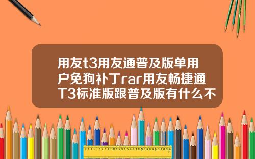 用友t3用友通普及版单用户免狗补丁rar用友畅捷通T3标准版跟普及版有什么不同