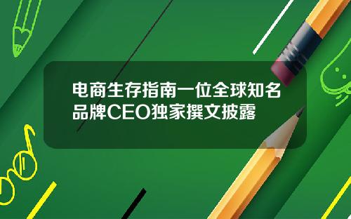 电商生存指南一位全球知名品牌CEO独家撰文披露