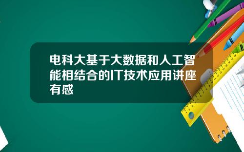 电科大基于大数据和人工智能相结合的IT技术应用讲座有感