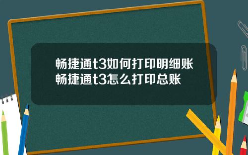 畅捷通t3如何打印明细账畅捷通t3怎么打印总账