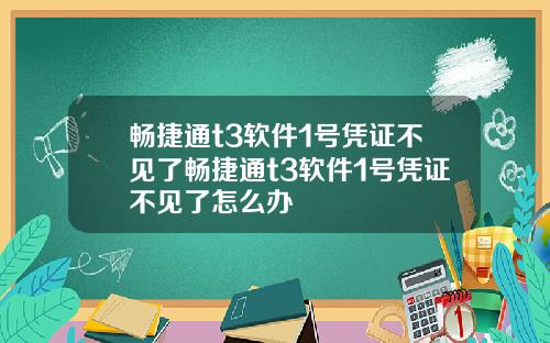 畅捷通t3软件1号凭证不见了畅捷通t3软件1号凭证不见了怎么办