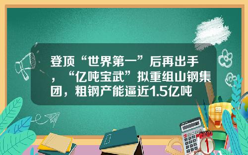 登顶“世界第一”后再出手，“亿吨宝武”拟重组山钢集团，粗钢产能逼近1.5亿吨-济南钢铁股份有限公司