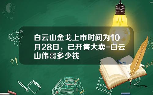 白云山金戈上市时间为10月28日，已开售大卖-白云山伟哥多少钱