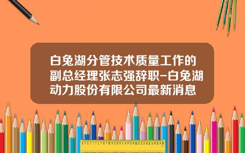 白兔湖分管技术质量工作的副总经理张志强辞职-白兔湖动力股份有限公司最新消息