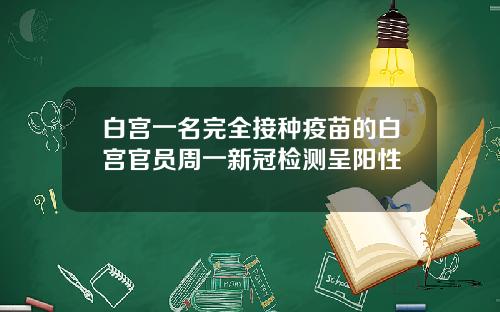 白宫一名完全接种疫苗的白宫官员周一新冠检测呈阳性