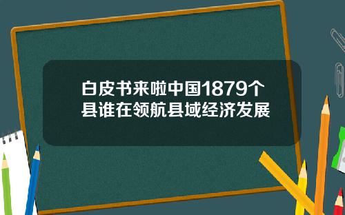 白皮书来啦中国1879个县谁在领航县域经济发展