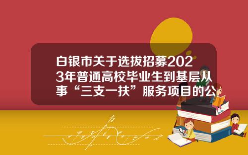 白银市关于选拔招募2023年普通高校毕业生到基层从事“三支一扶”服务项目的公告-多少资金可以做白银