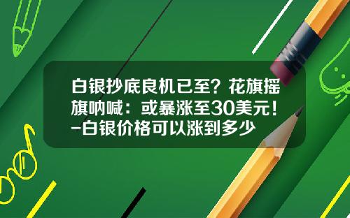 白银抄底良机已至？花旗摇旗呐喊：或暴涨至30美元！-白银价格可以涨到多少