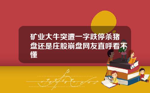 矿业大牛突遭一字跌停杀猪盘还是庄股崩盘网友直呼看不懂