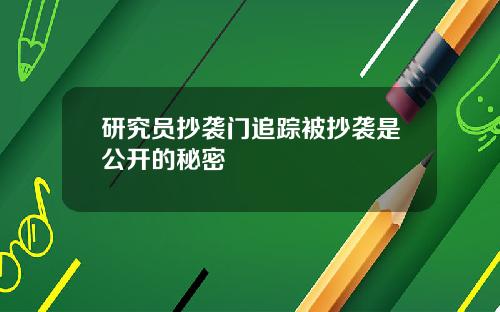 研究员抄袭门追踪被抄袭是公开的秘密