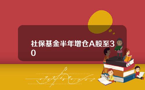 社保基金半年增仓A股至30