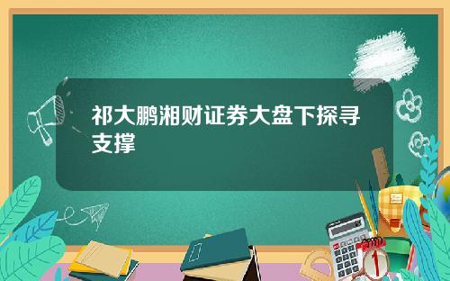 祁大鹏湘财证券大盘下探寻支撑