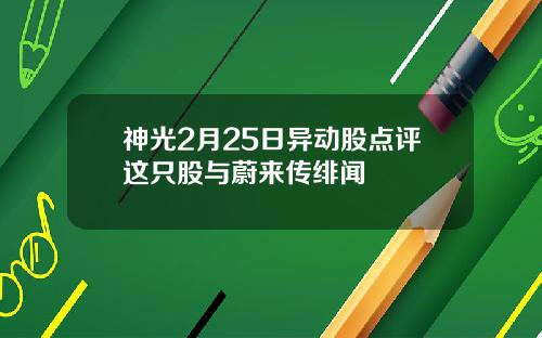 神光2月25日异动股点评这只股与蔚来传绯闻
