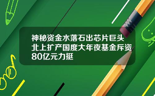 神秘资金水落石出芯片巨头北上扩产国度大年夜基金斥资80亿元力挺