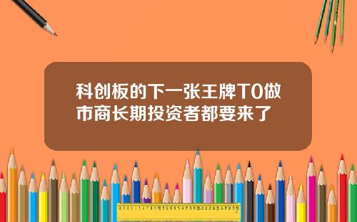 科创板的下一张王牌T0做市商长期投资者都要来了