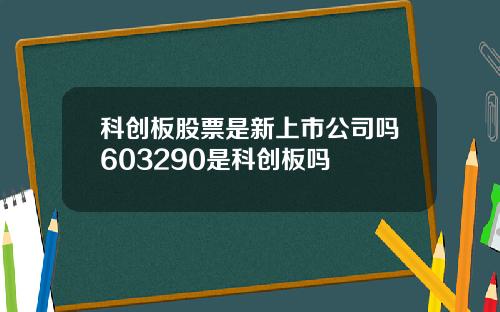 科创板股票是新上市公司吗603290是科创板吗
