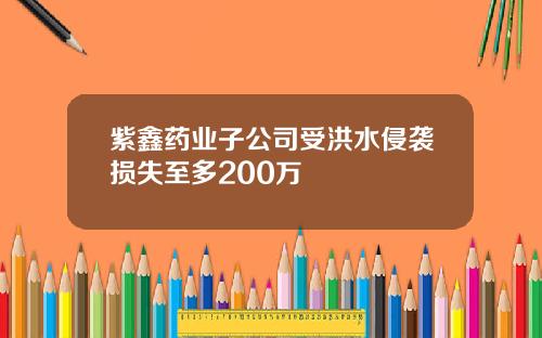 紫鑫药业子公司受洪水侵袭损失至多200万