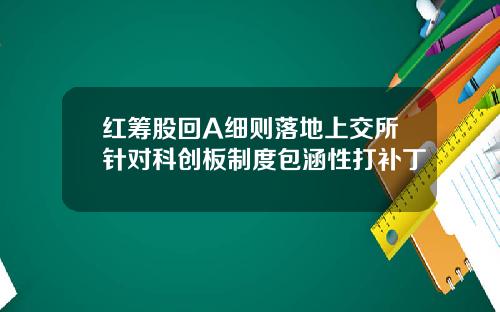 红筹股回A细则落地上交所针对科创板制度包涵性打补丁