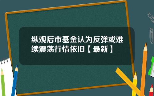 纵观后市基金认为反弹或难续震荡行情依旧【最新】