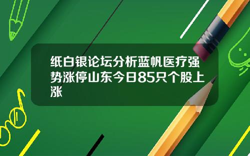 纸白银论坛分析蓝帆医疗强势涨停山东今日85只个股上涨