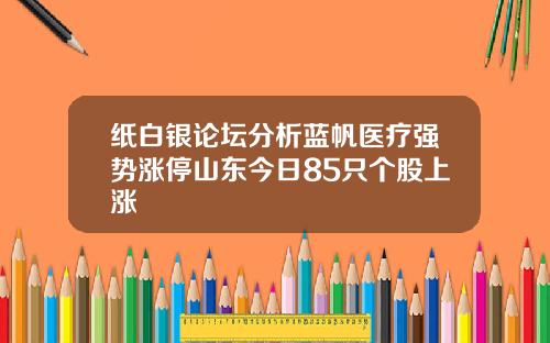 纸白银论坛分析蓝帆医疗强势涨停山东今日85只个股上涨