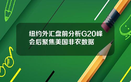 纽约外汇盘前分析G20峰会后聚焦美国非农数据