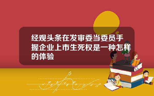 经观头条在发审委当委员手握企业上市生死权是一种怎样的体验