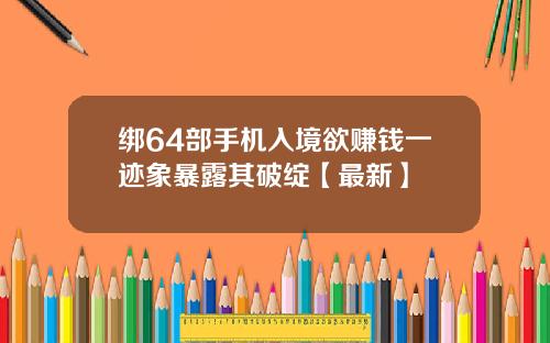 绑64部手机入境欲赚钱一迹象暴露其破绽【最新】