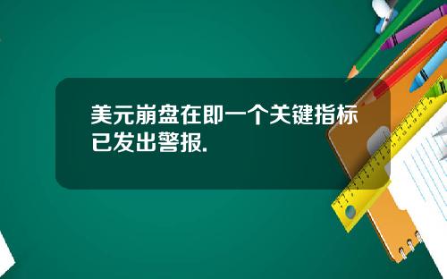 美元崩盘在即一个关键指标已发出警报.