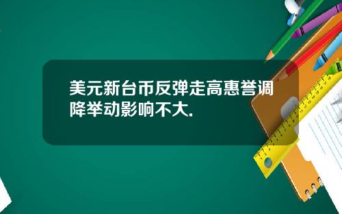 美元新台币反弹走高惠誉调降举动影响不大.