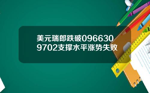 美元瑞郎跌破0966309702支撑水平涨势失败