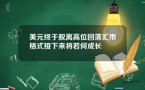 美元终于脱离高位回落汇市格式接下来将若何成长