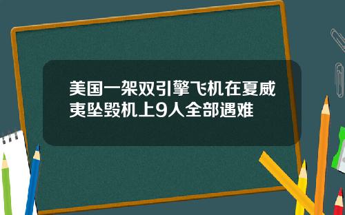 美国一架双引擎飞机在夏威夷坠毁机上9人全部遇难