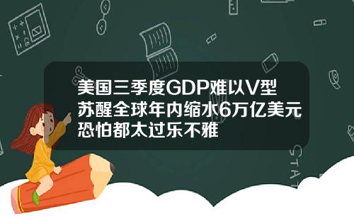 美国三季度GDP难以V型苏醒全球年内缩水6万亿美元恐怕都太过乐不雅